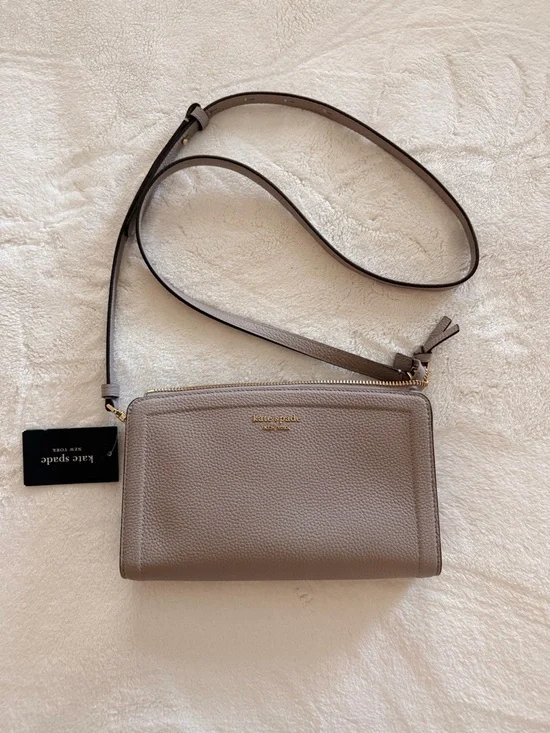 kate spade Taupe Pebbled Leather Crossbody - Picture 1 of 9
